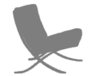 A silovet of a chair in gray color with transparent background